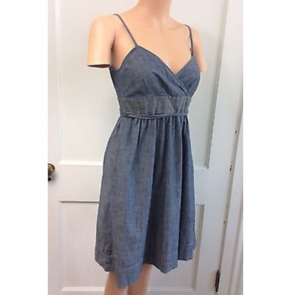 LOFT Chambray Denim Mini Wrap Dress
